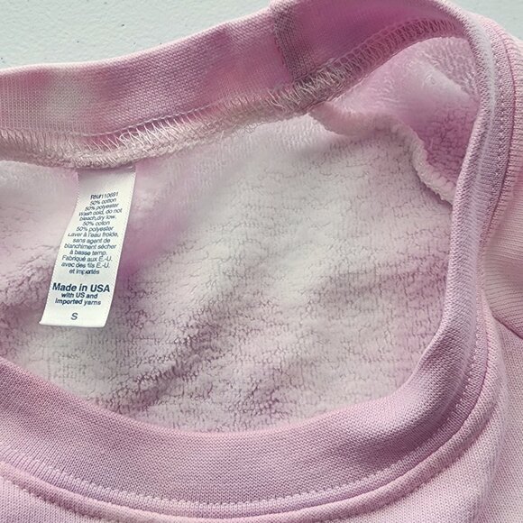 NEW Tie Dye Pink Hand-Dyed Pullover Sweatshirt with Soft Fleece Interior - Picture 6 of 6